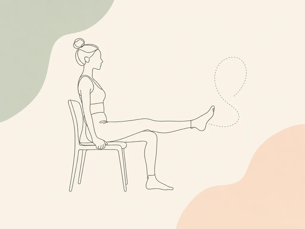 Alfabet stopą — ilustracja ćwiczenia, siedzenie, stopa uniesiona nad podłogą
