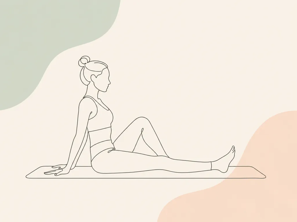Napinanie mięśnia czworogłowego — ilustracja ćwiczenia, siedzenie, noga wyprostowana