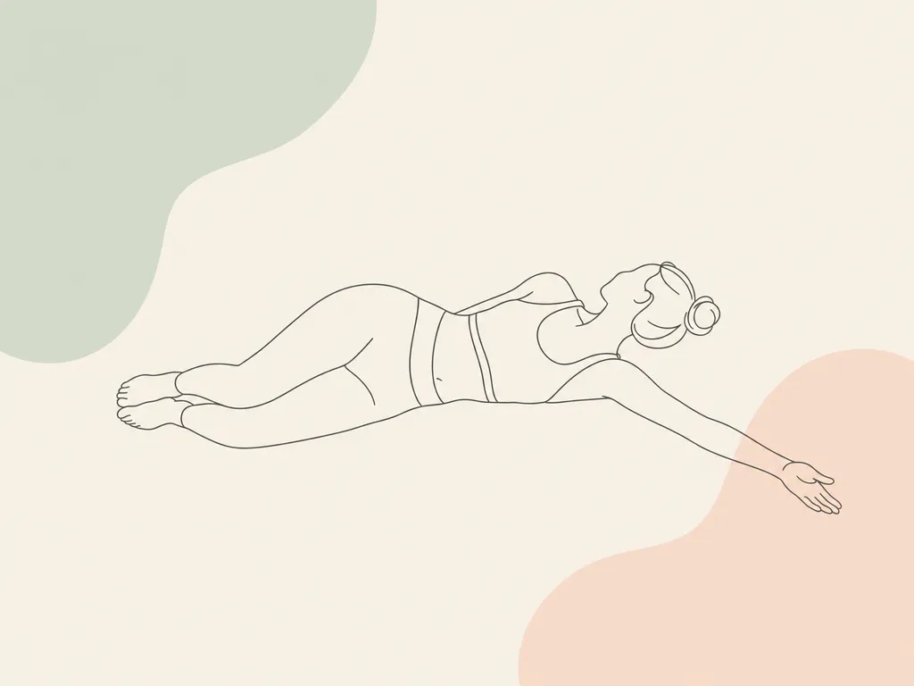 Otwarta książka — ilustracja ćwiczenia, leżenie na boku, biodra i kolana zgięte