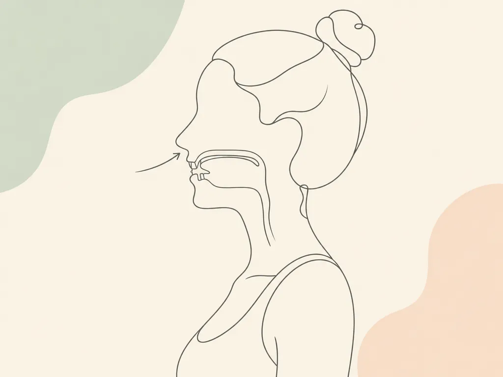 Pozycja spoczynkowa języka — ilustracja ćwiczenia, siedzenie, usta zamknięte