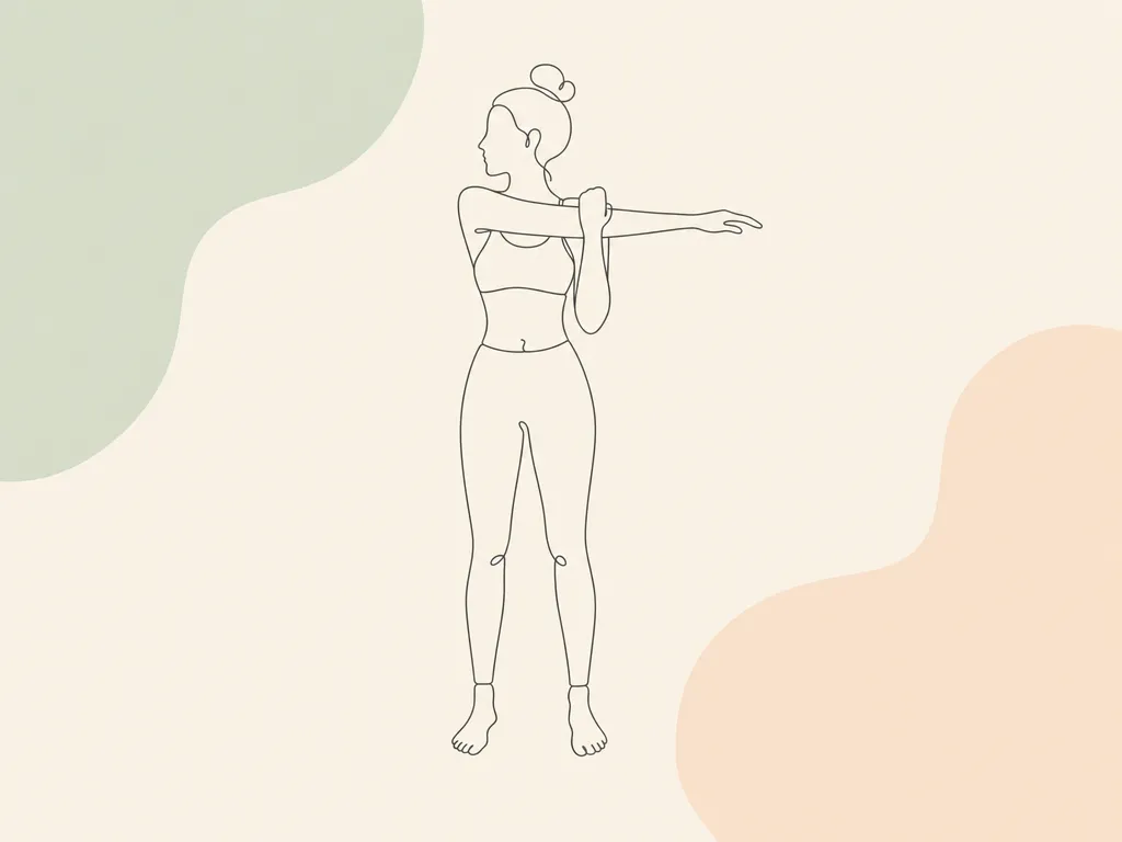 Ramię przez klatkę piersiową — ilustracja ćwiczenia, stanie