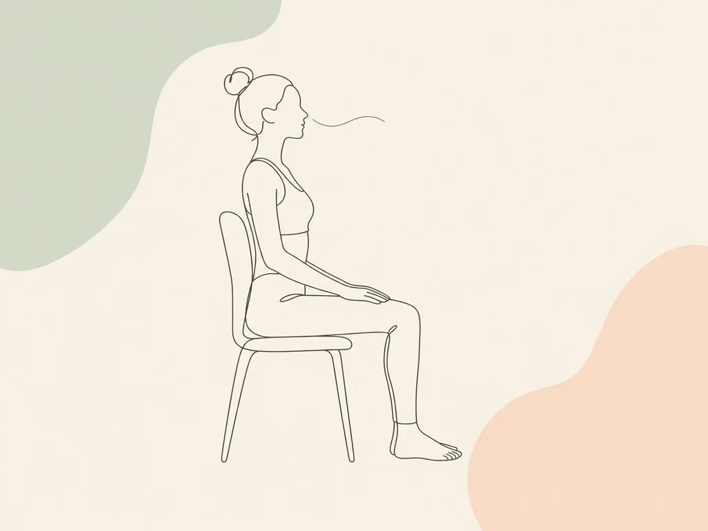 Wolny oddech nosem — ilustracja ćwiczenia, siedzenie, plecy oparte, oczy przymknięte